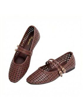 Mary Jane Flats Adjustable Strap PU Comfortable Dressy Shoes